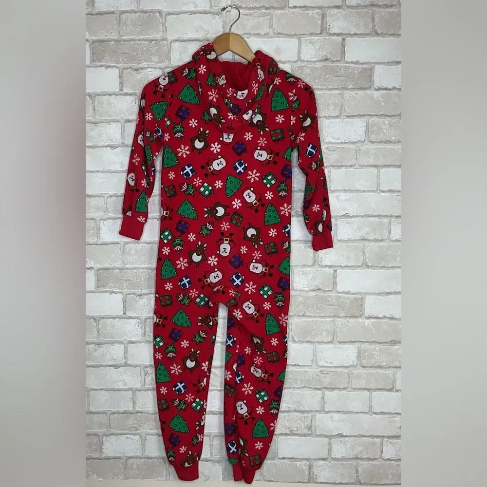 Kids Christmas The Children's Place Red Footie Pajamas Size 7/8